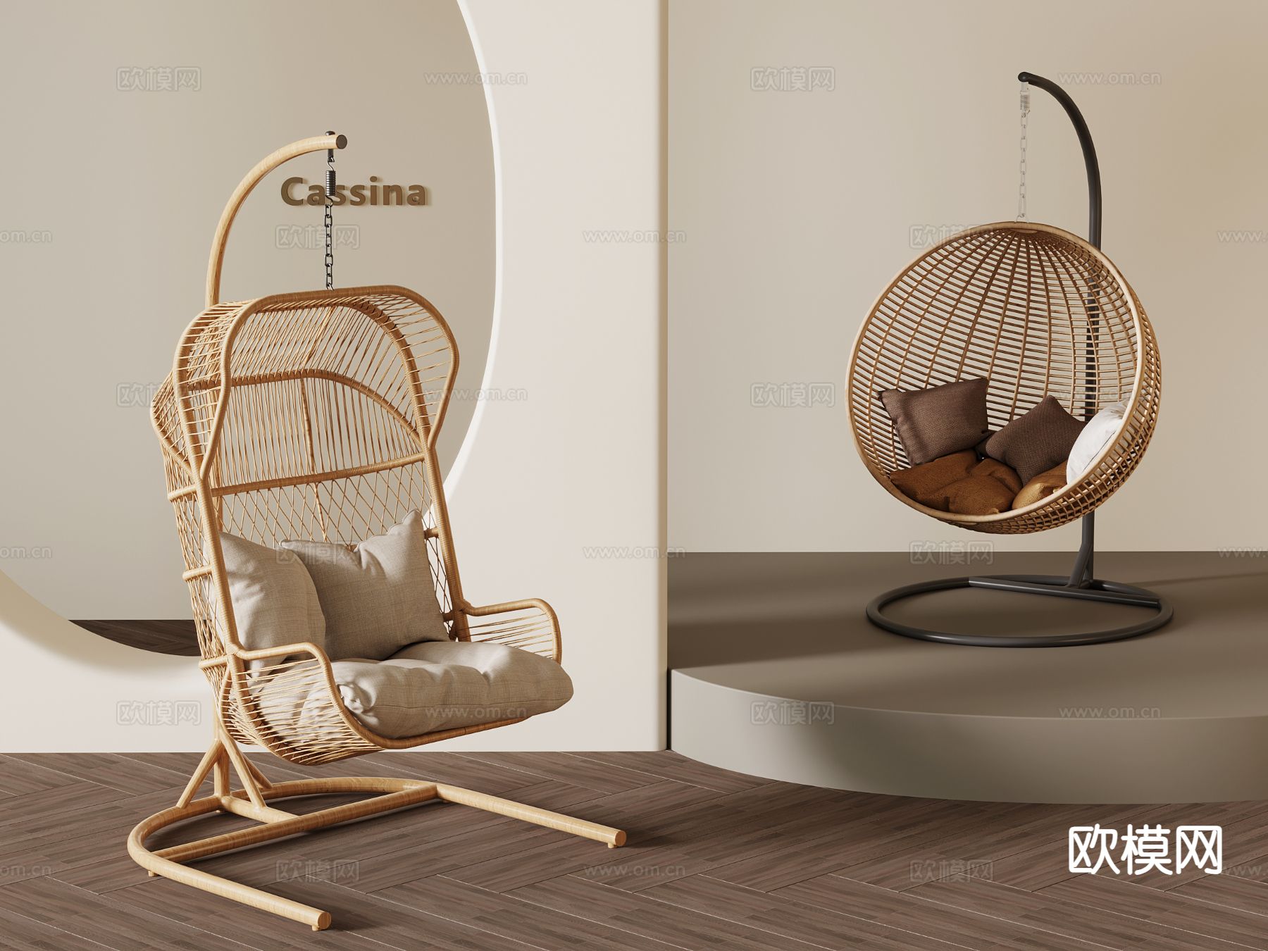 现代吊椅 秋千椅su模型下载（渲染图2）