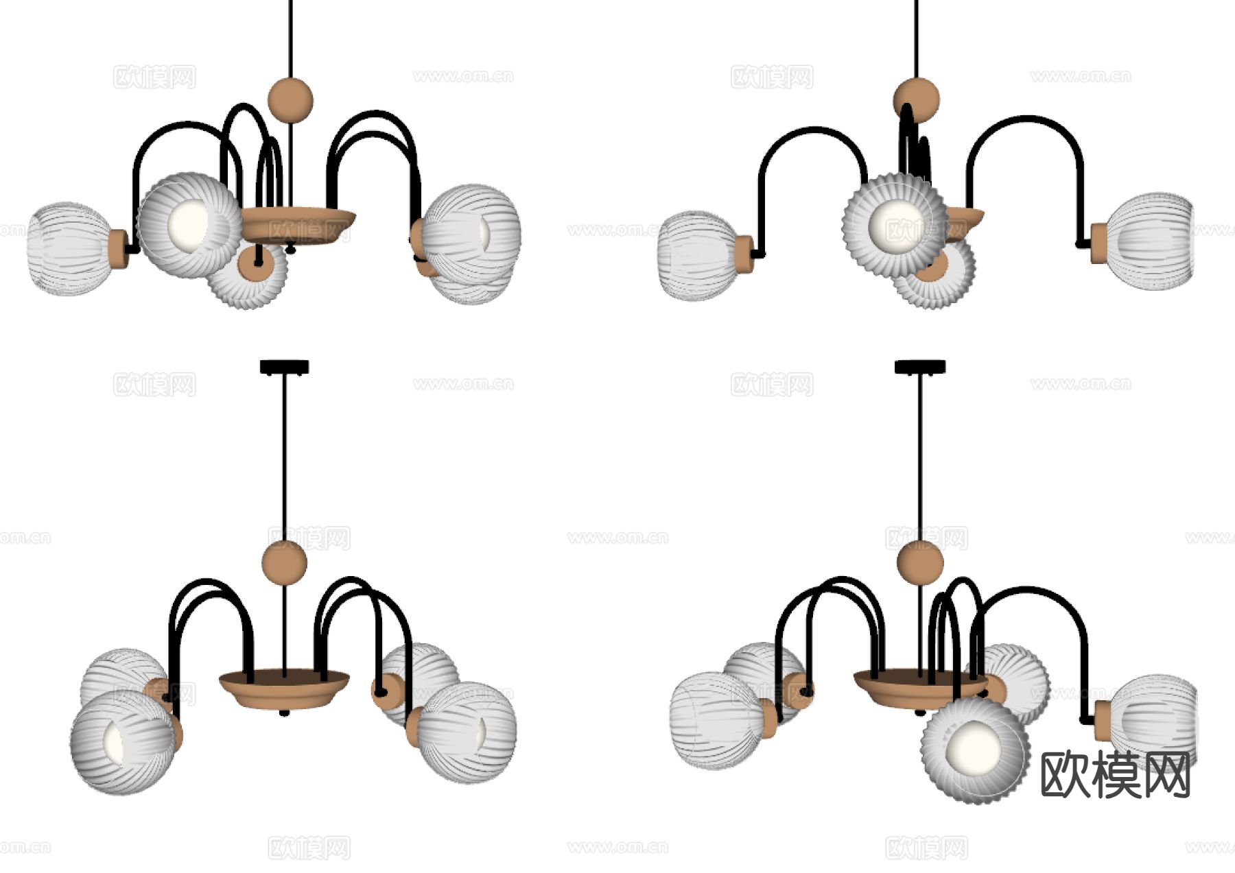 法式吊灯 多头吊灯3d模型下载（渲染图2）