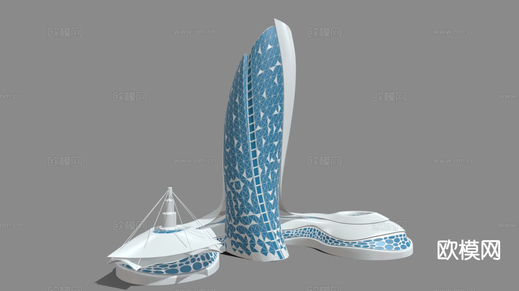 现代酒店外观3d模型下载（渲染图1）