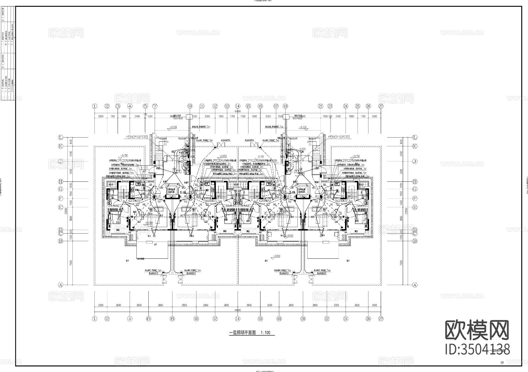 住宅建筑两单元电气cad施工图下载（渲染图4）
