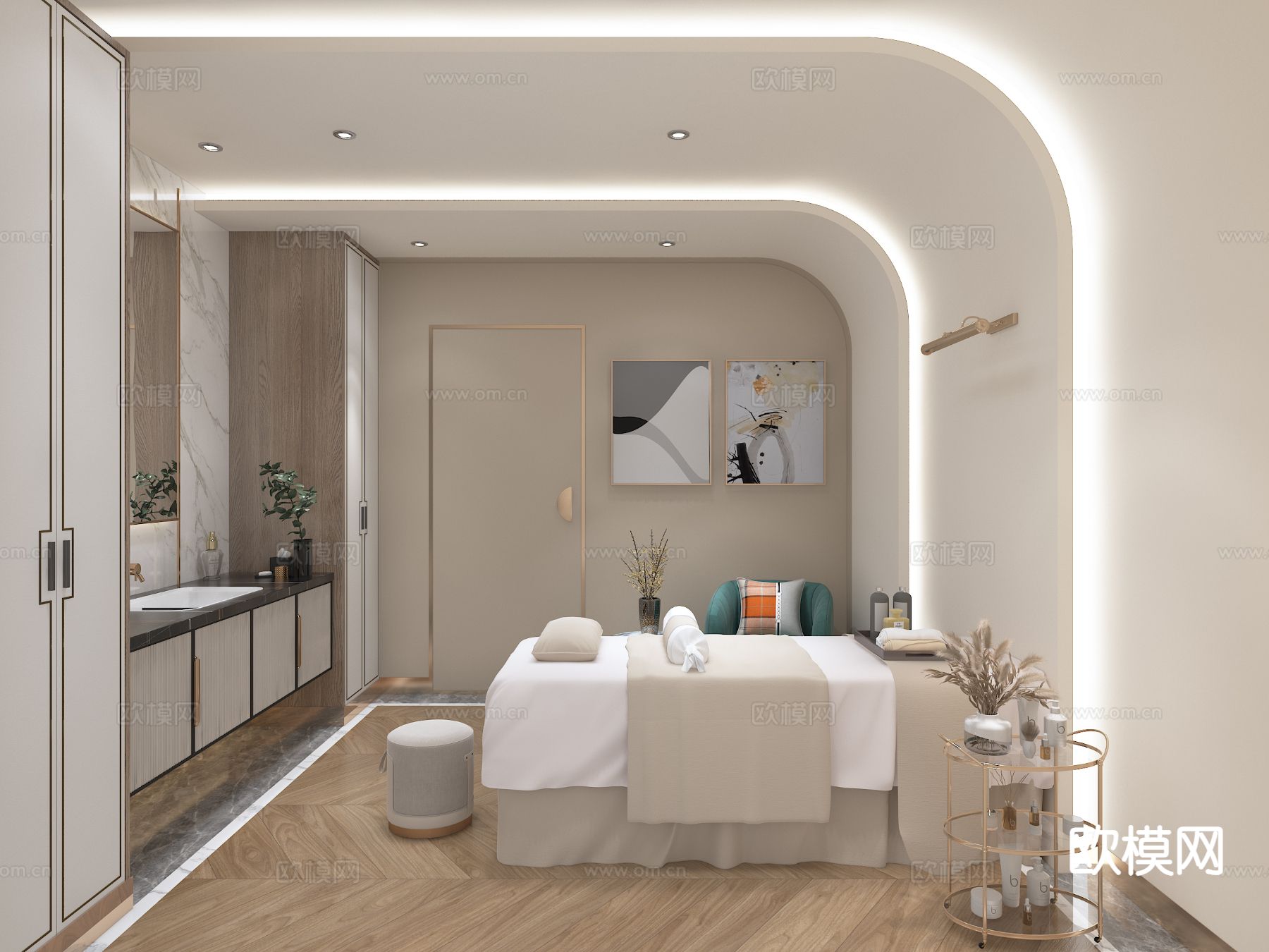 轻奢SPA 护理房 美容院3d模型下载