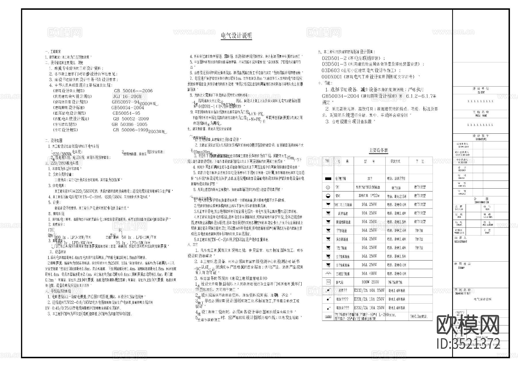 别墅电气cad施图下载（渲染图1）