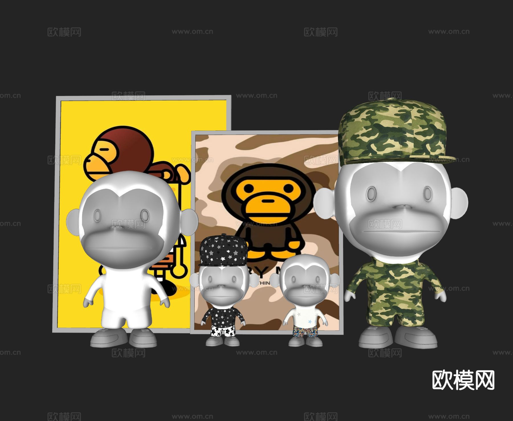 玩具 公仔 猴子手办su模型下载（渲染图1）