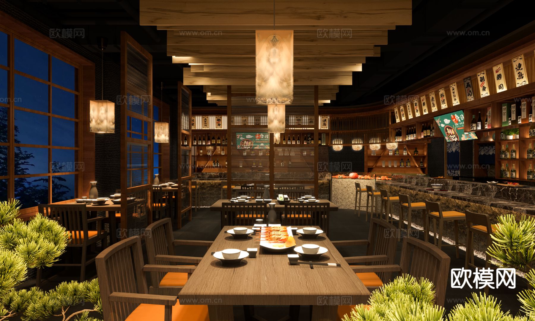 日料店 料理店3d模型下载（渲染图1）