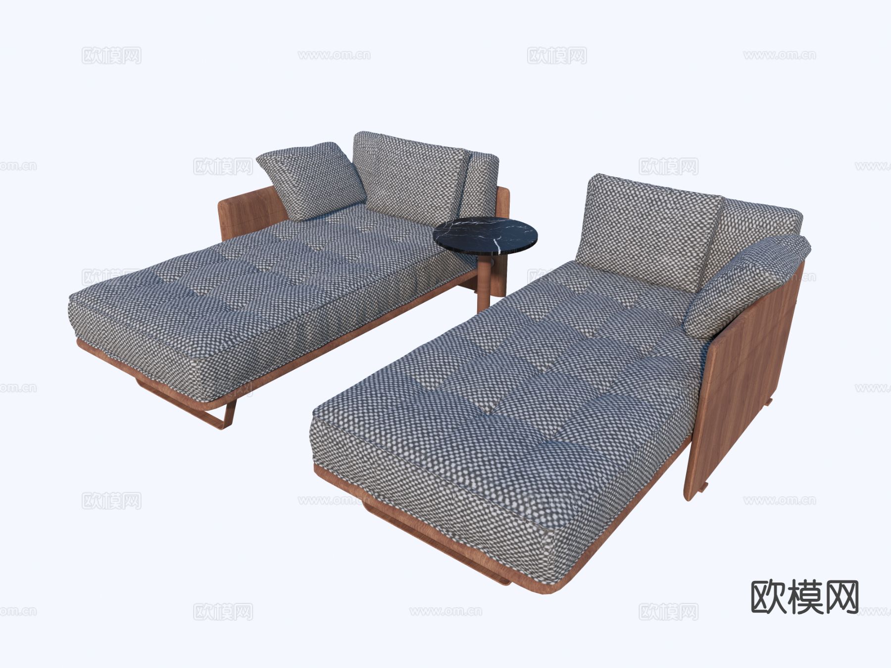 现代躺床 贵妃椅su模型下载（渲染图2）