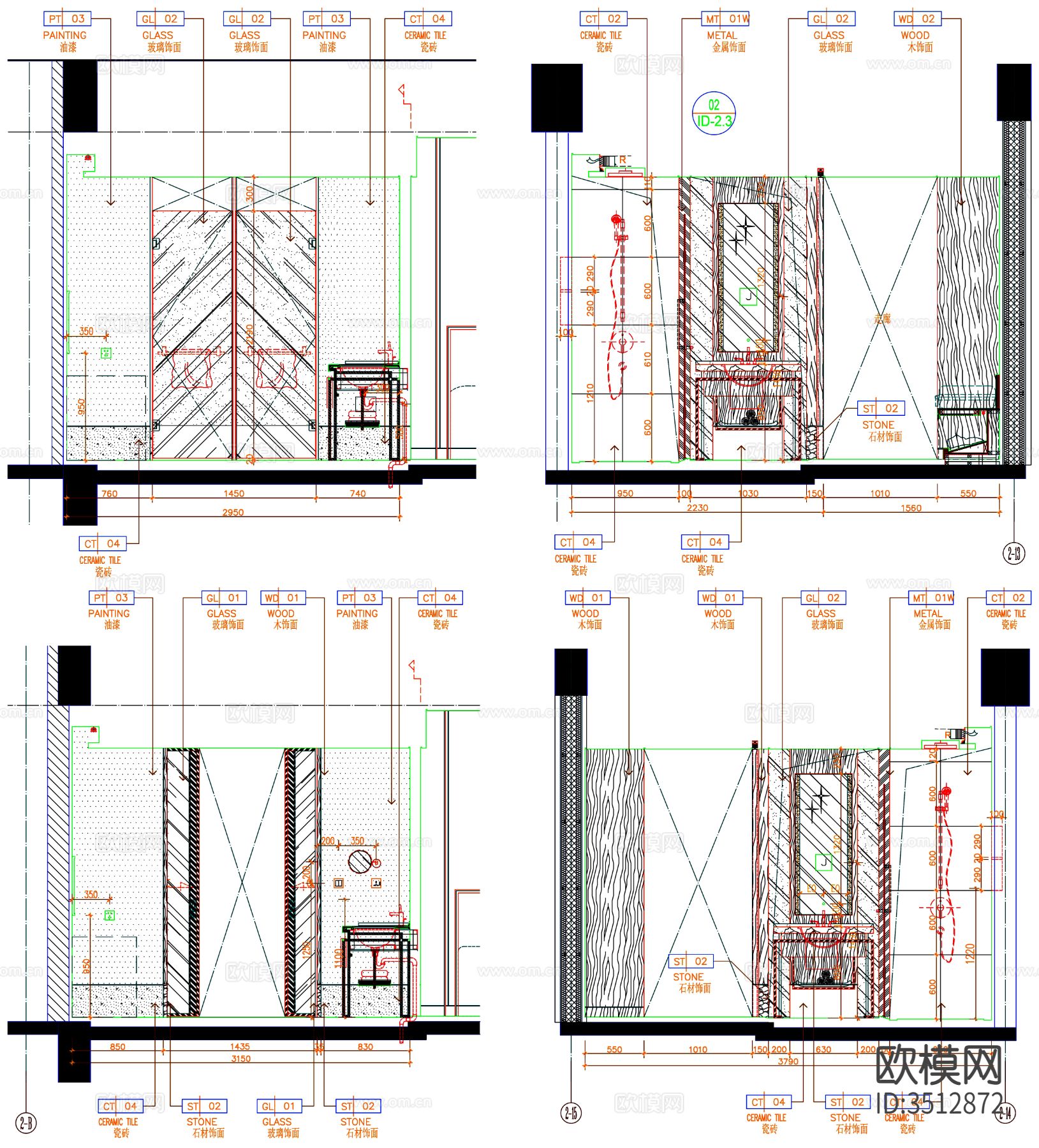 酒店卫生间 卫生间 公共卫生间 工装卫生间 卫生间装修cad施工图下载（渲染图8）