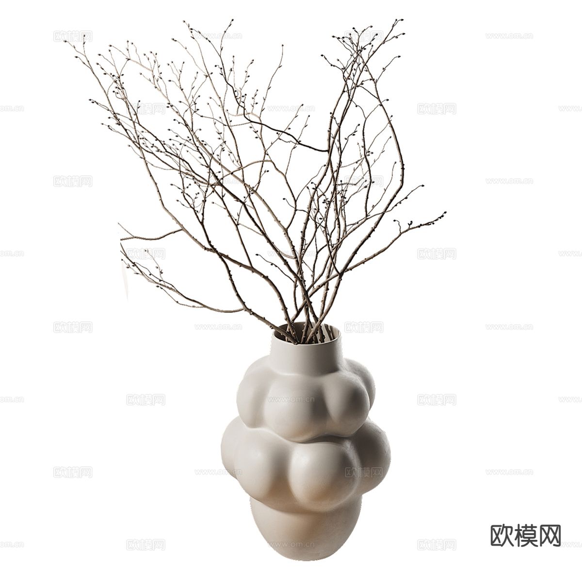 花瓶 花艺摆件 干支 插花3d模型下载（渲染图2）
