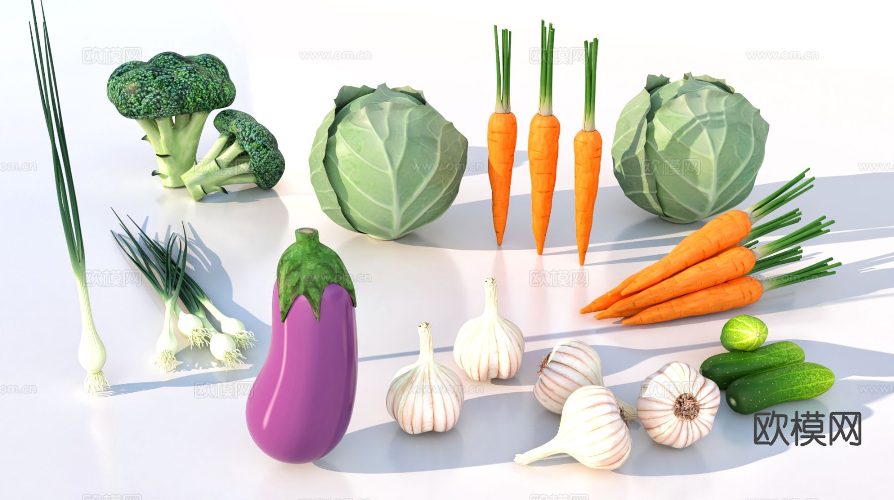 蔬菜 农作物 胡萝卜 花菜 茄子3d模型下载