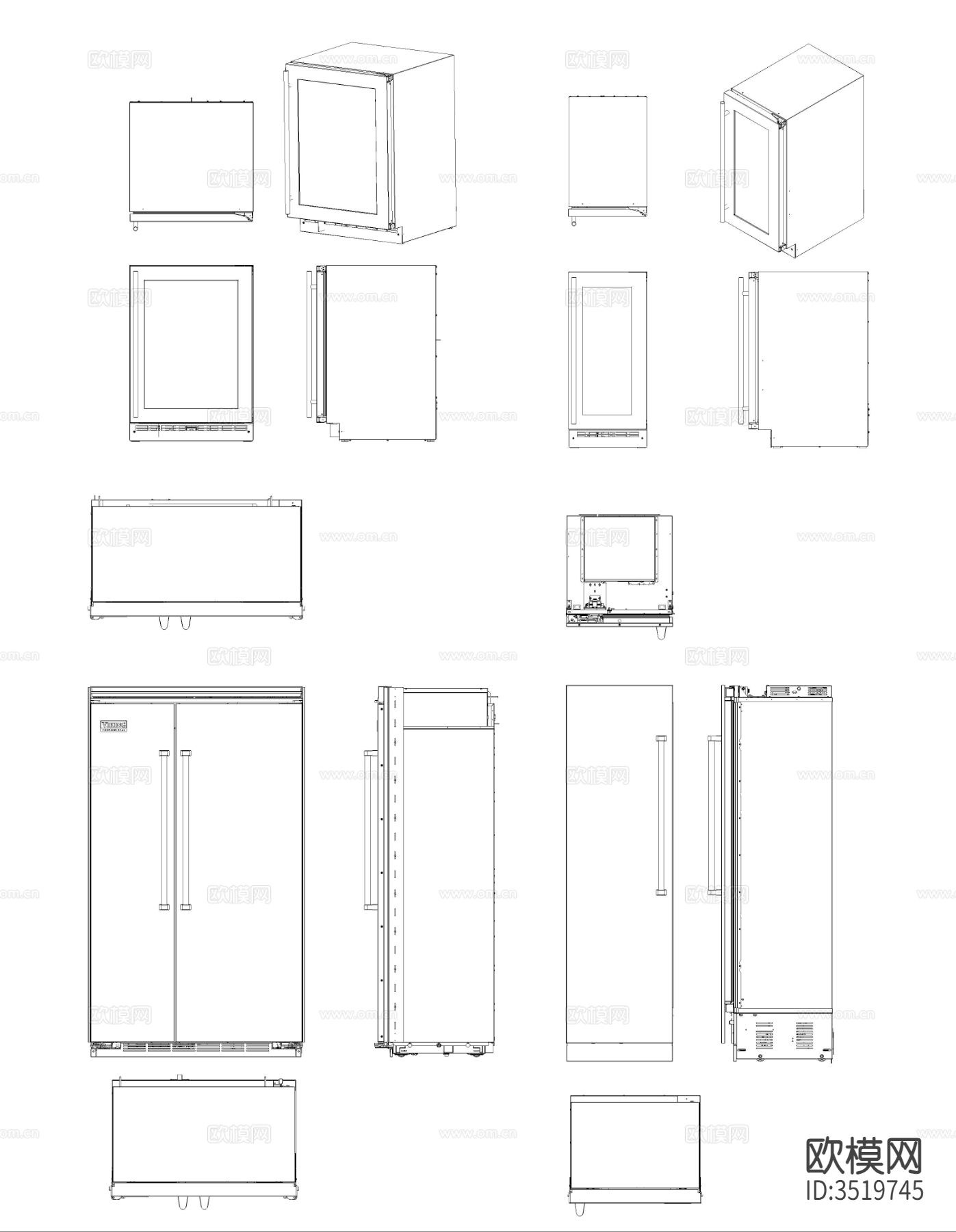 冰箱CAD图库下载（渲染图2）