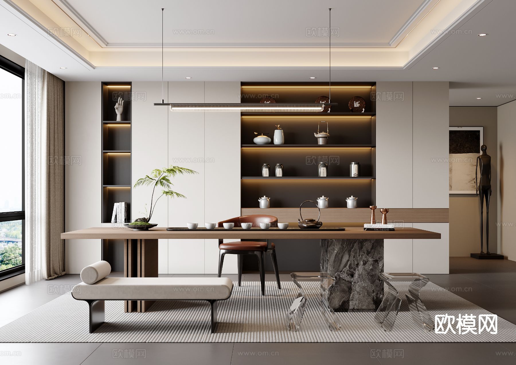 现代茶室3d模型下载