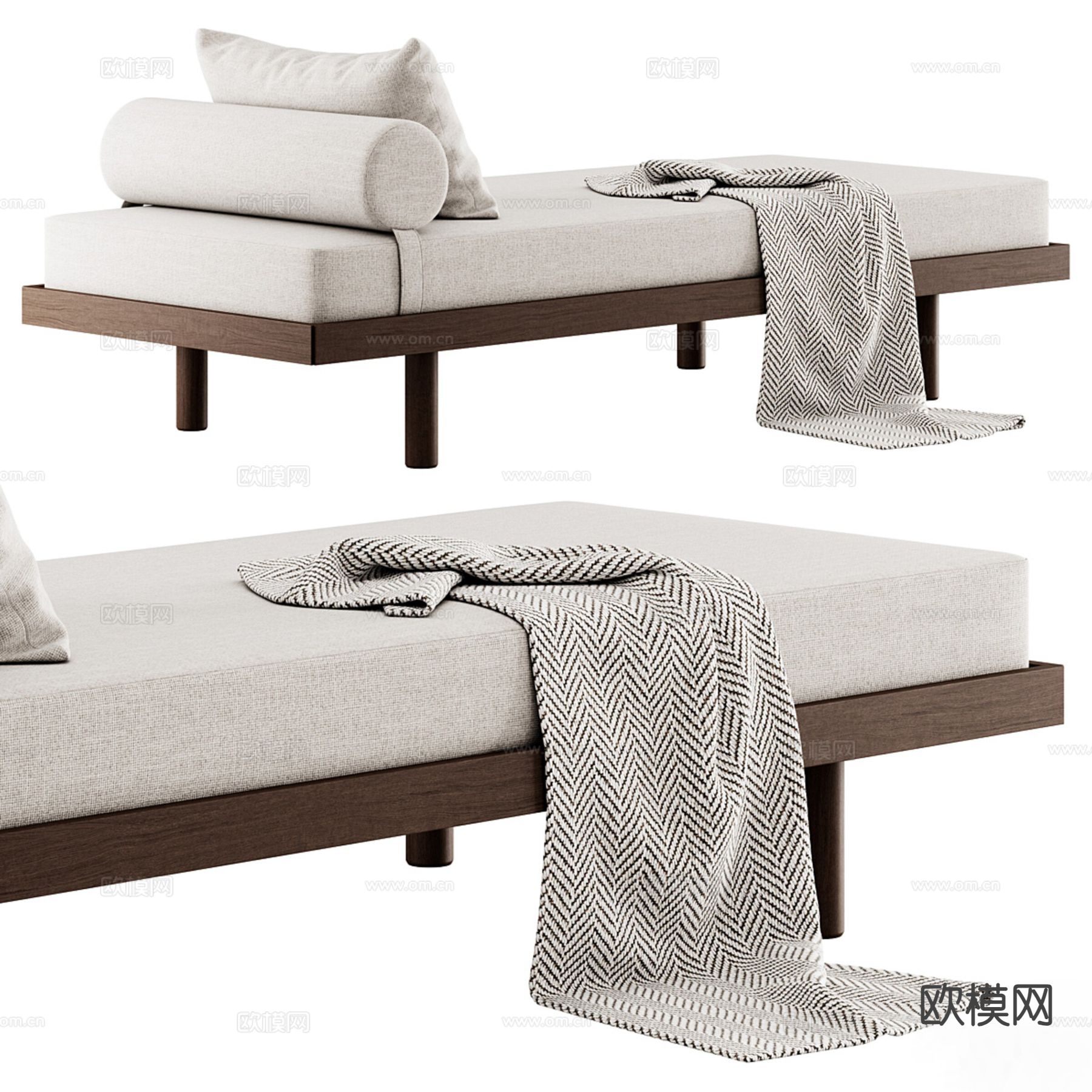 现代脚踏 床尾凳3d模型下载