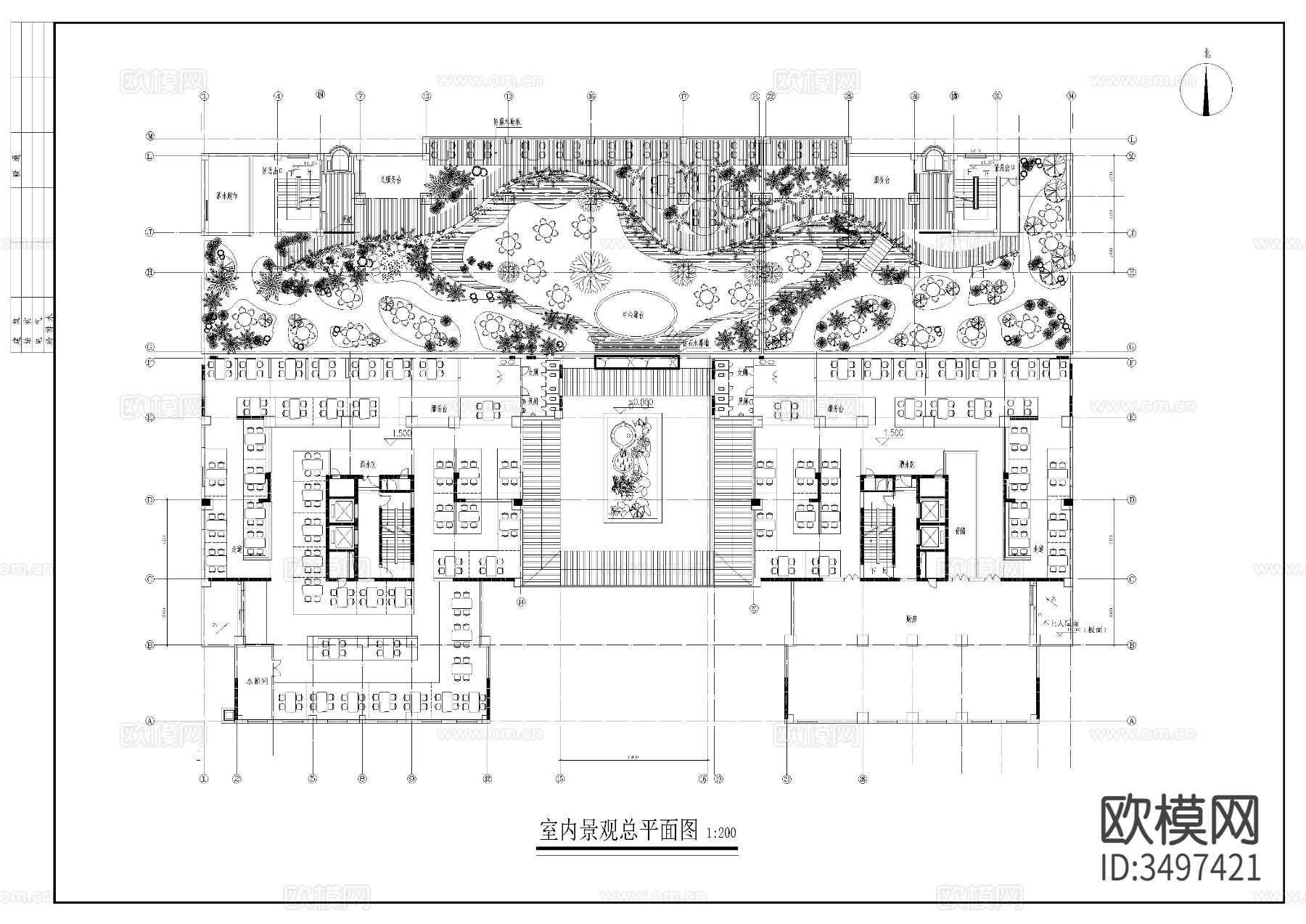 会所室内景观方案cad平面图下载