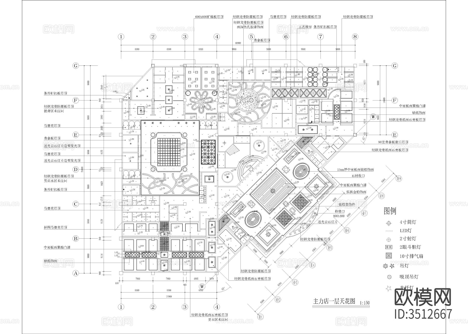 8400㎡汤泉 水疗 洗浴中心cad施工图下载（渲染图4）