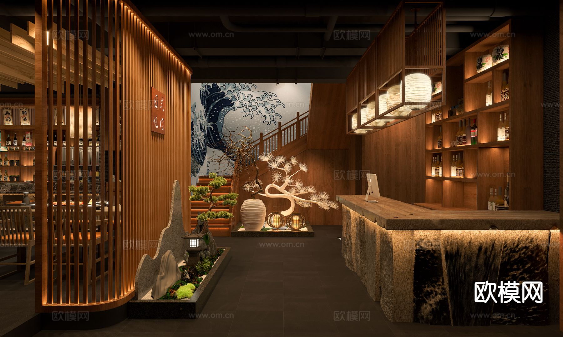 日料店 料理店3d模型下载（渲染图2）