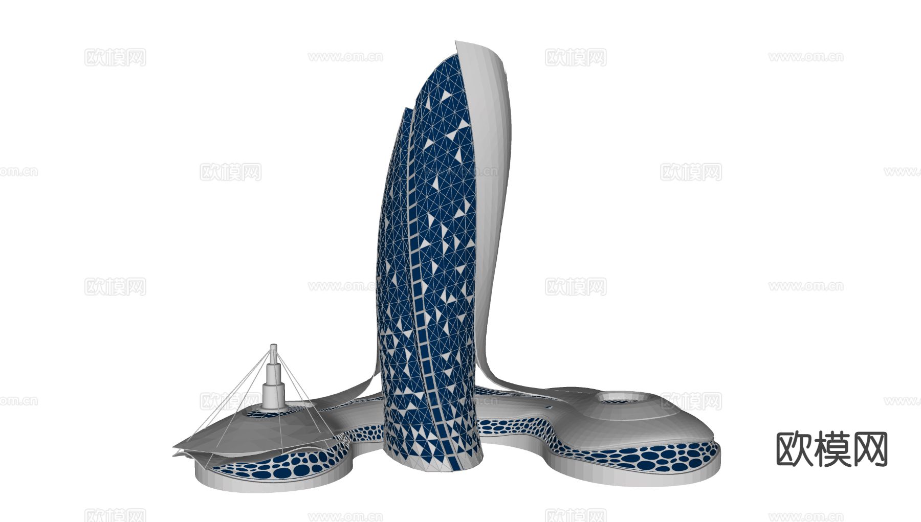 现代酒店外观3d模型下载（渲染图3）