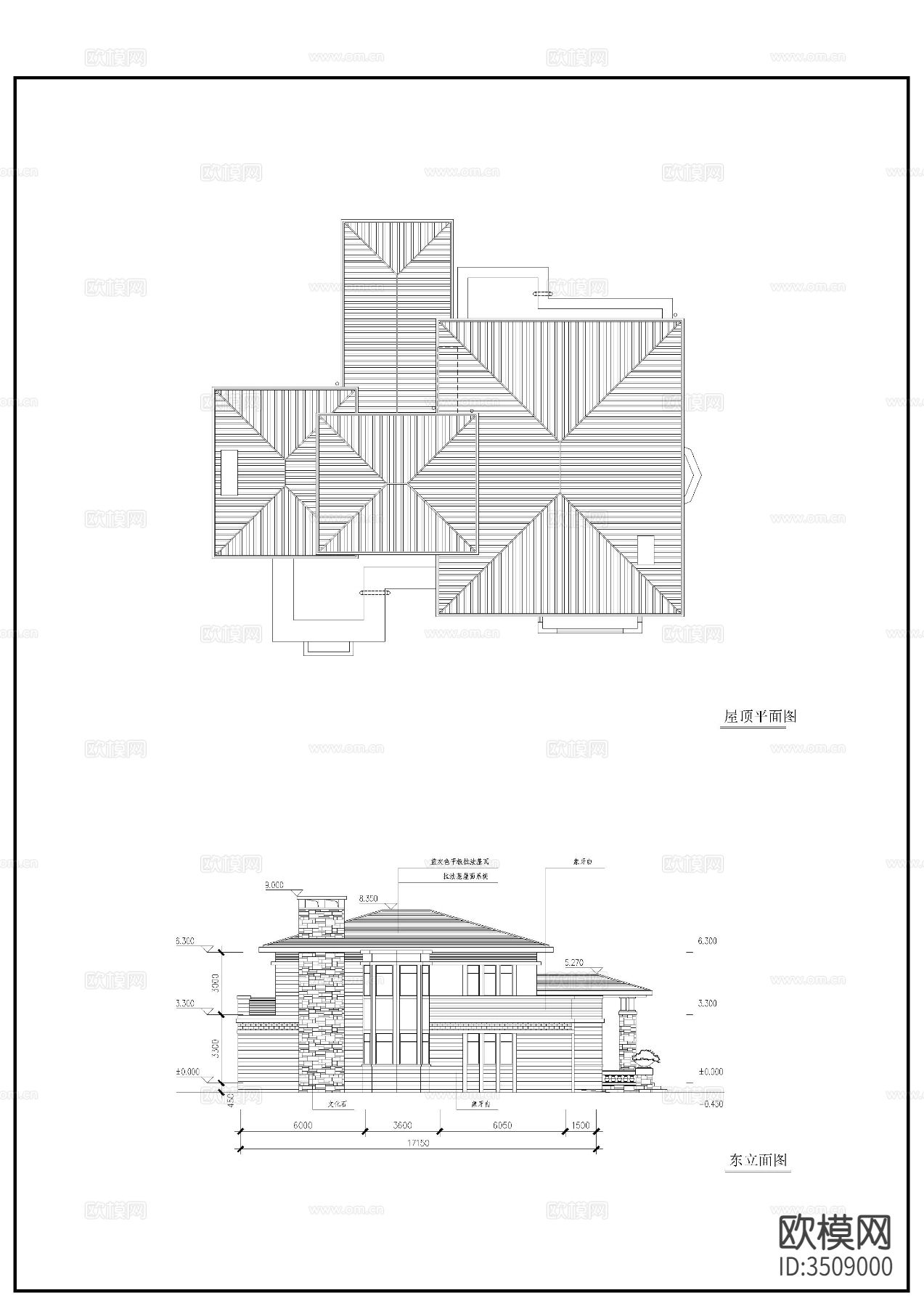 两层别墅CAD施工图下载（渲染图2）