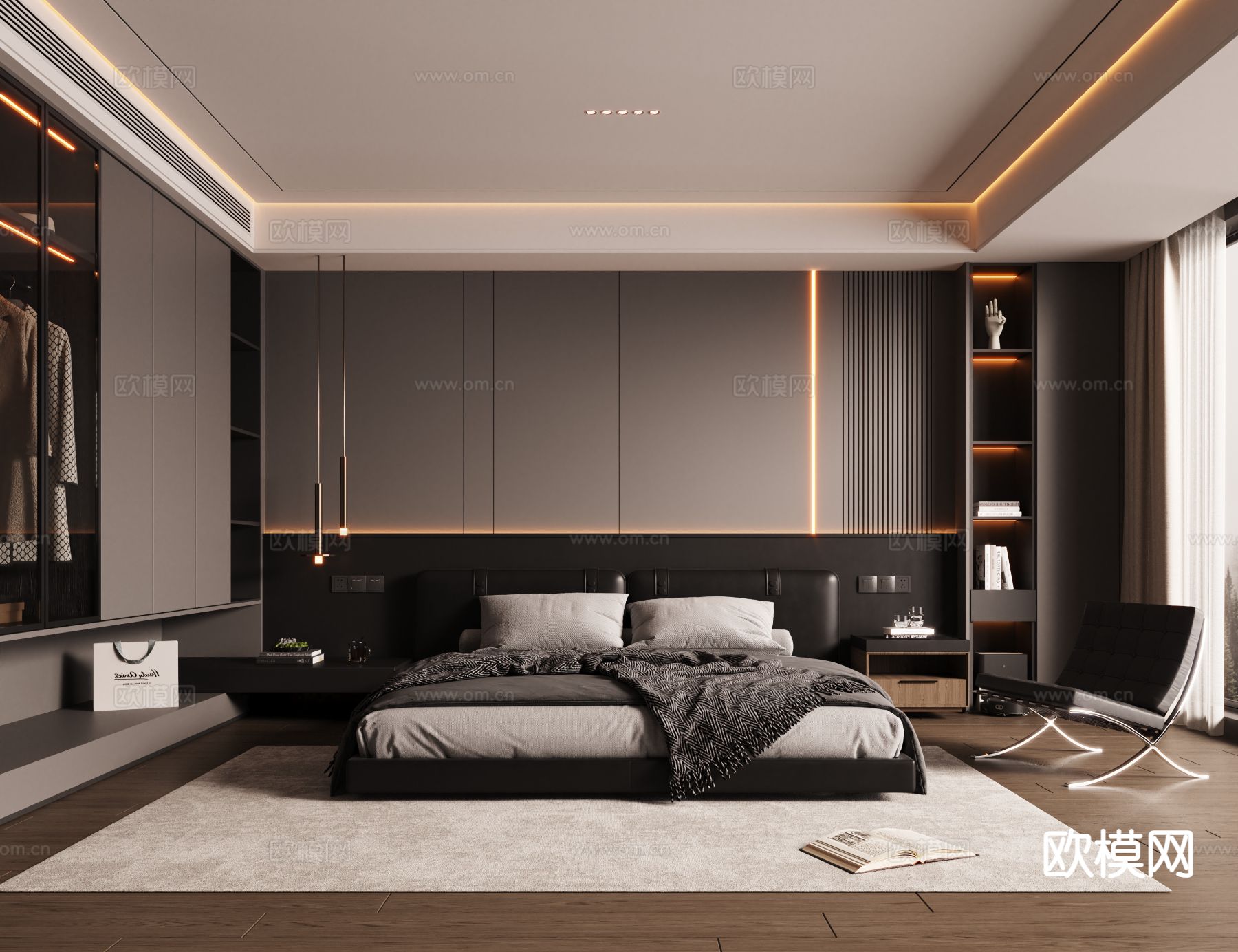 意式卧室 主卧3d模型下载