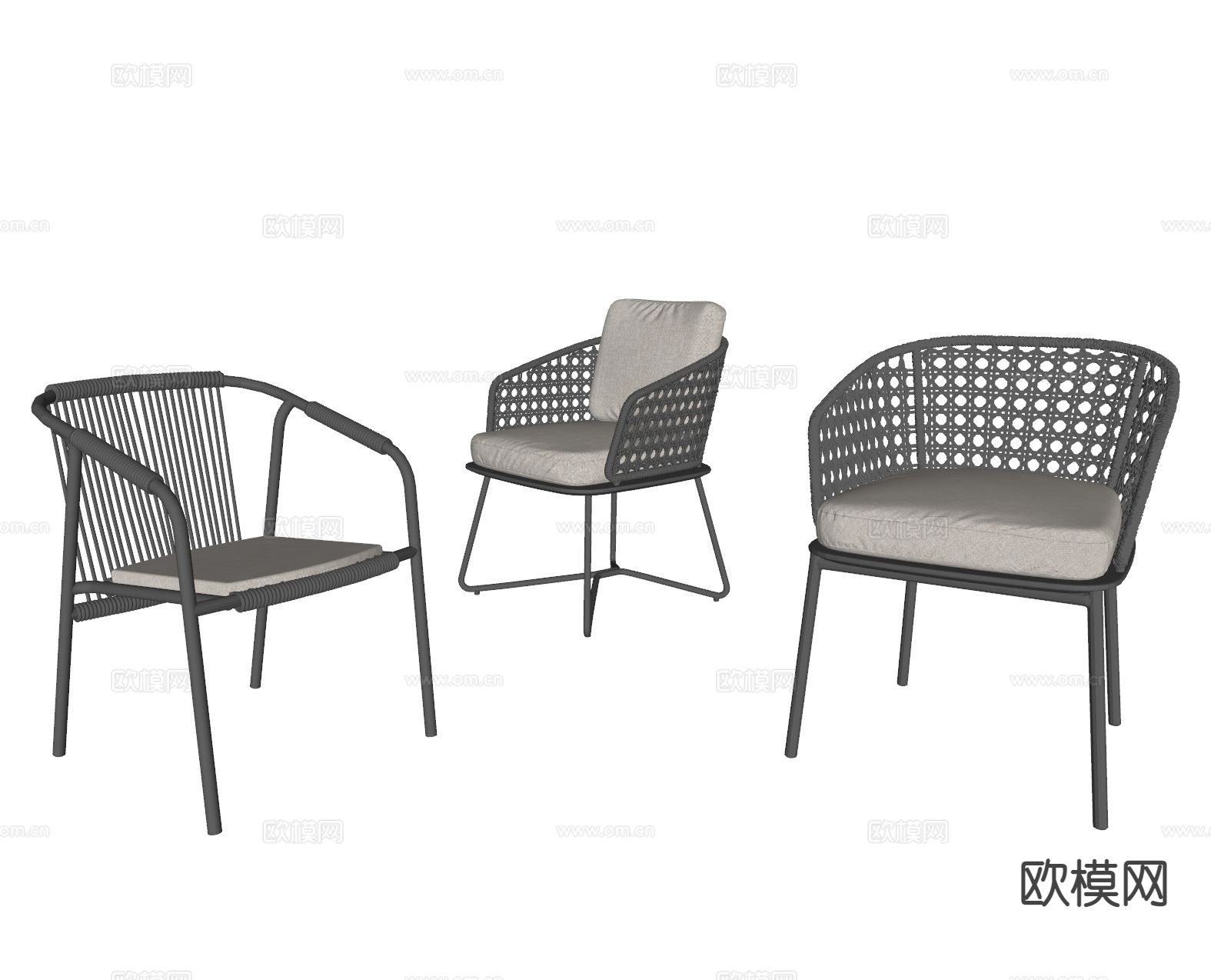 现代休闲椅 户外椅su模型下载（渲染图1）