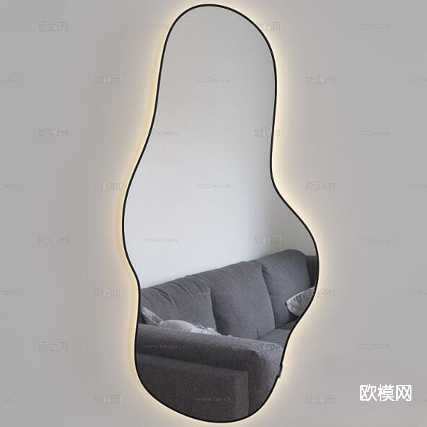 现代弧形镜子 装饰镜 异形镜子3d模型下载