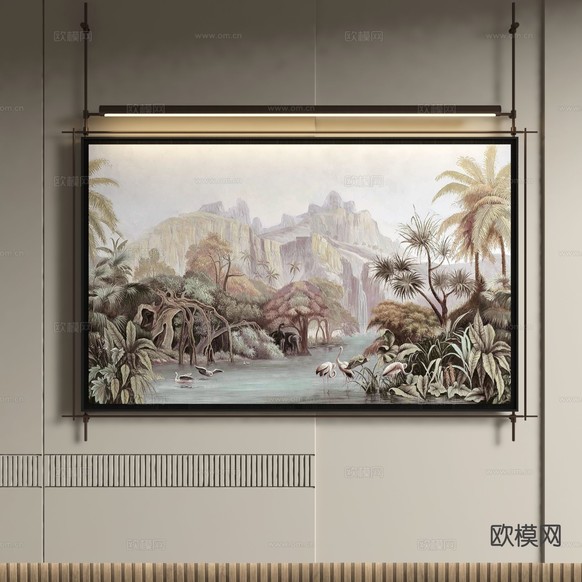 法式挂画 手绘油画 装饰画3d模型下载