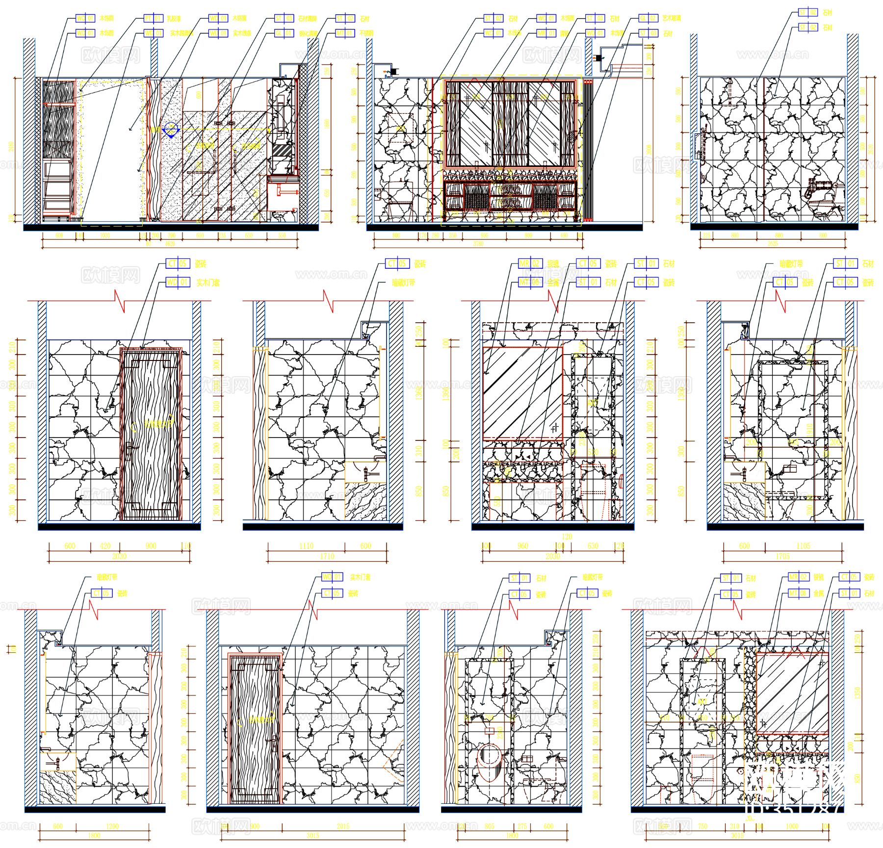 酒店卫生间 卫生间 公共卫生间 工装卫生间 卫生间装修 cad施工图下载（渲染图5）