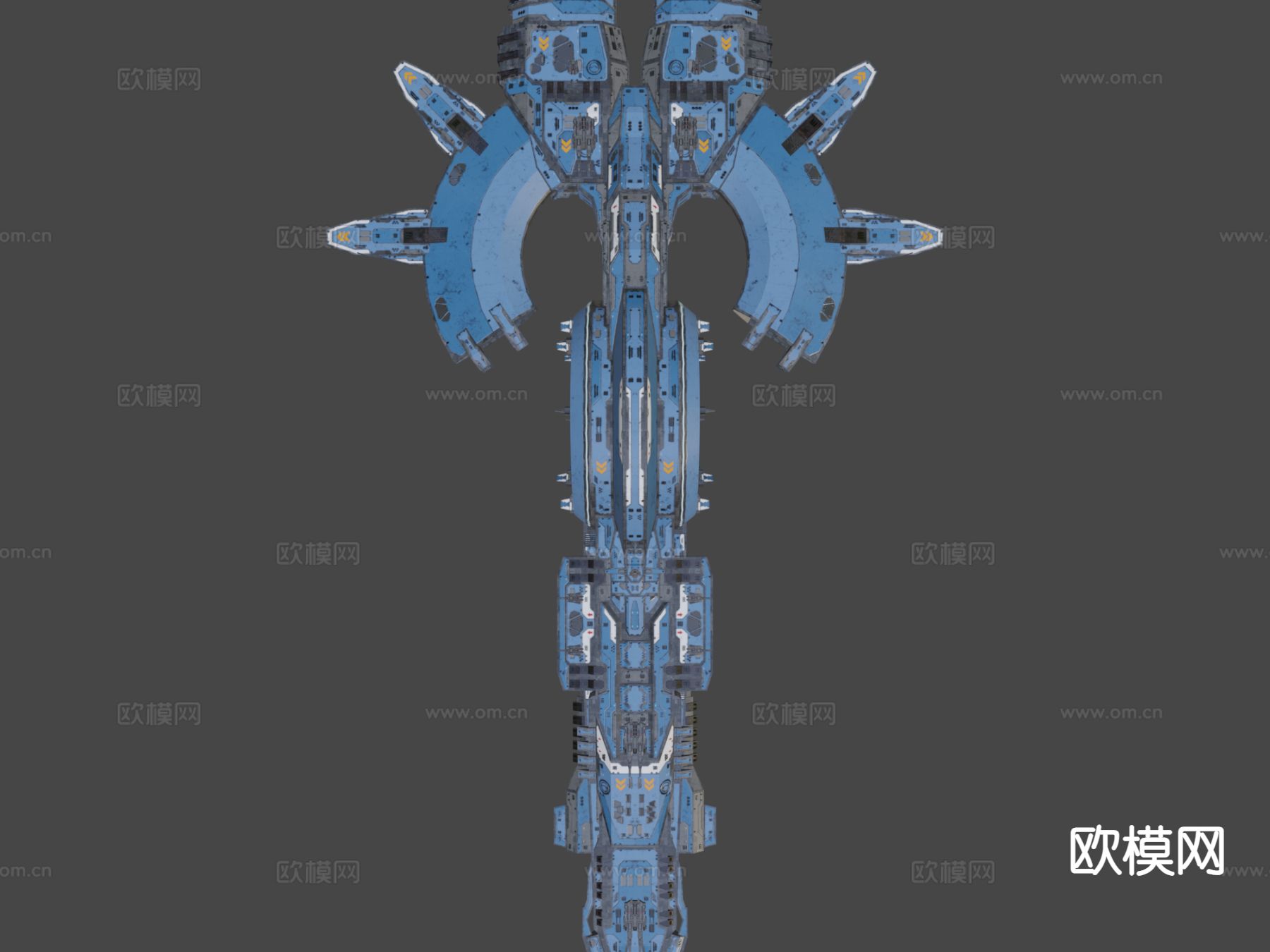 科幻无畏舰 宇宙飞船 宇宙战舰3d模型下载（渲染图7）