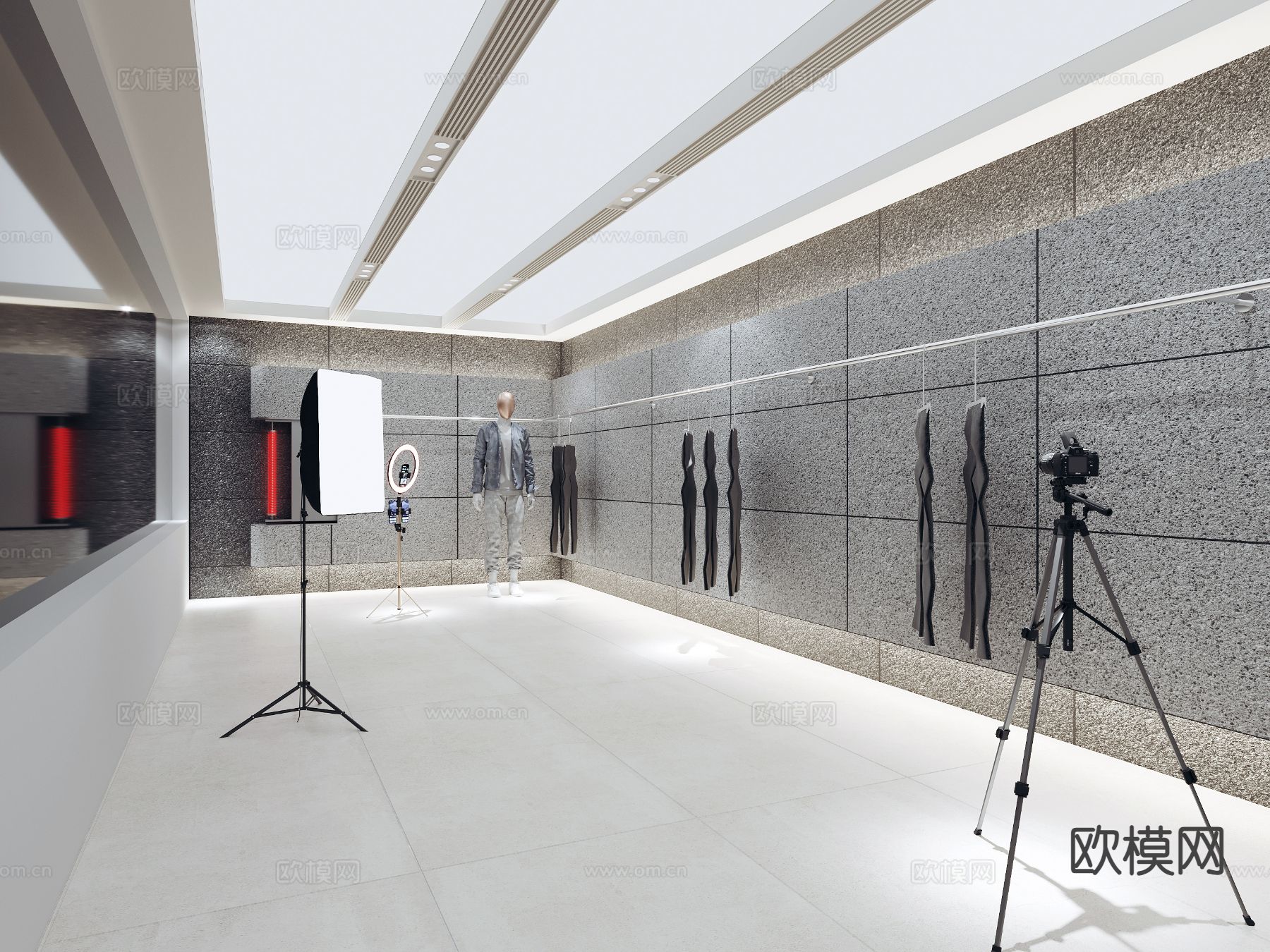 现代服装店 直播间3d模型下载