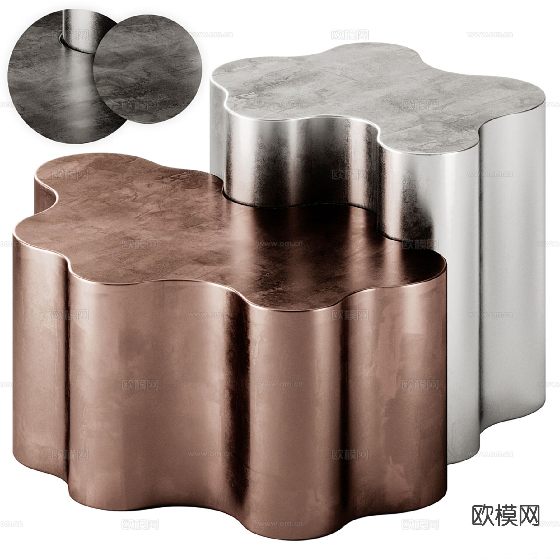 意式茶几 子母茶几3d模型下载