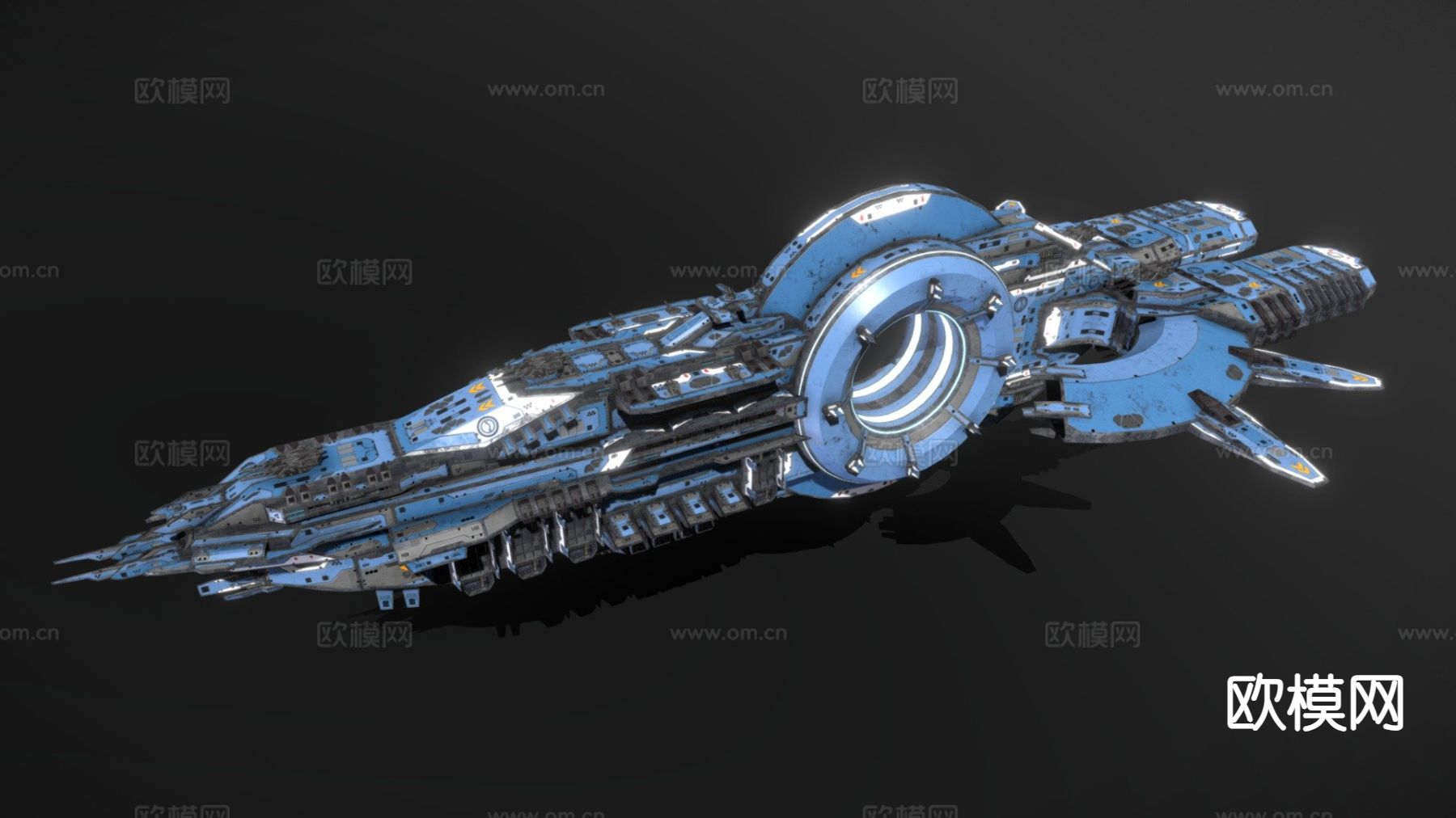 科幻无畏舰 宇宙飞船 宇宙战舰3d模型下载（渲染图1）