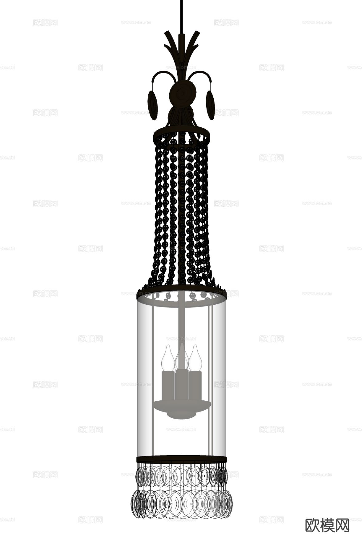 新古典水晶吊灯su模型下载（渲染图1）