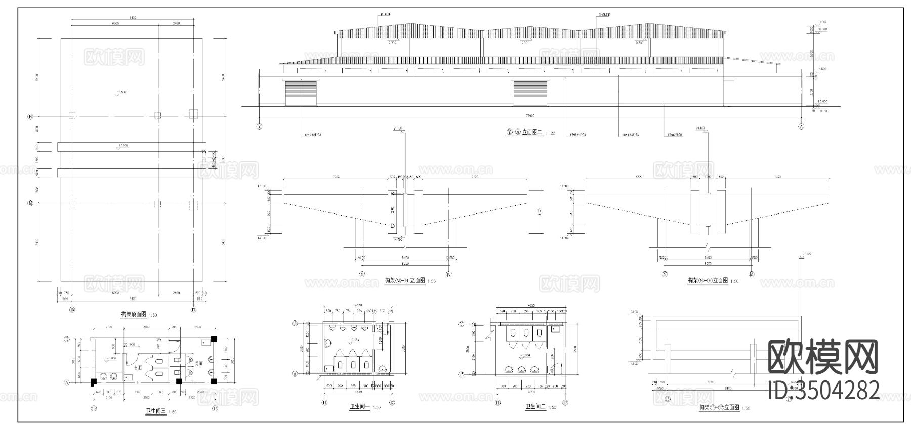 3层农贸菜市场建筑图cad施工图下载（渲染图4）