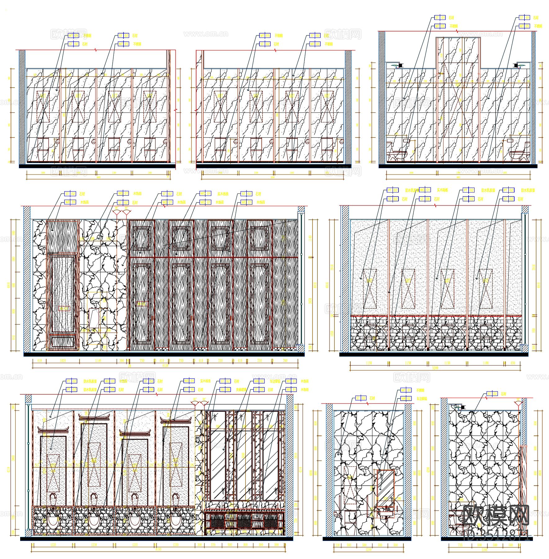 酒店卫生间 卫生间 公共卫生间 工装卫生间 卫生间装修 cad施工图下载（渲染图7）