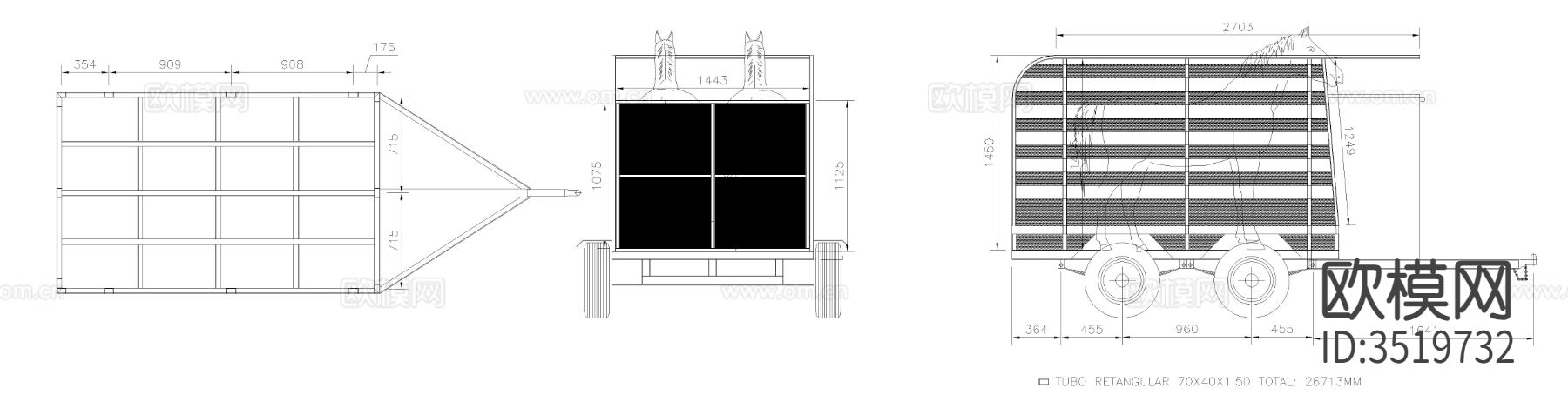 马车CAD图库下载（渲染图2）