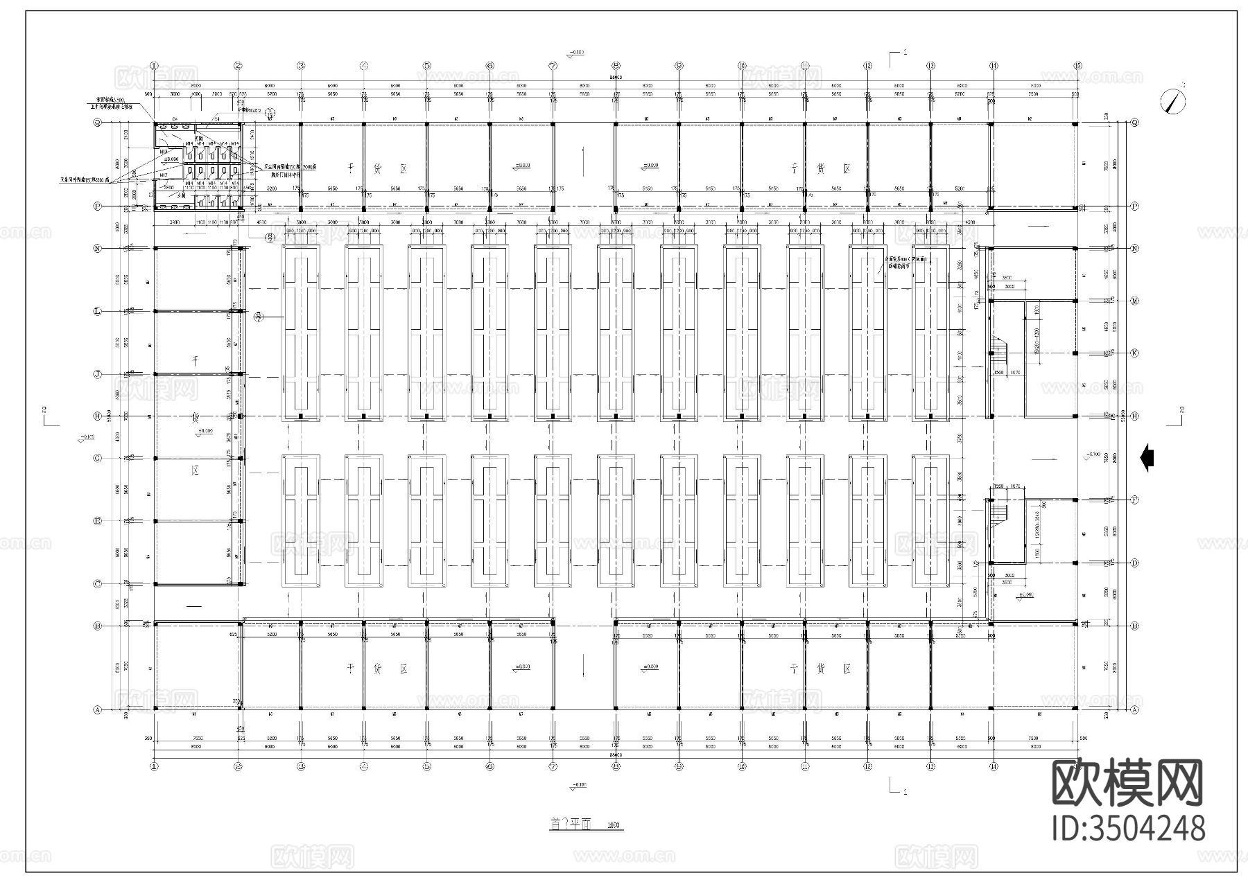 2层综合市场建筑cad施工图下载（渲染图1）
