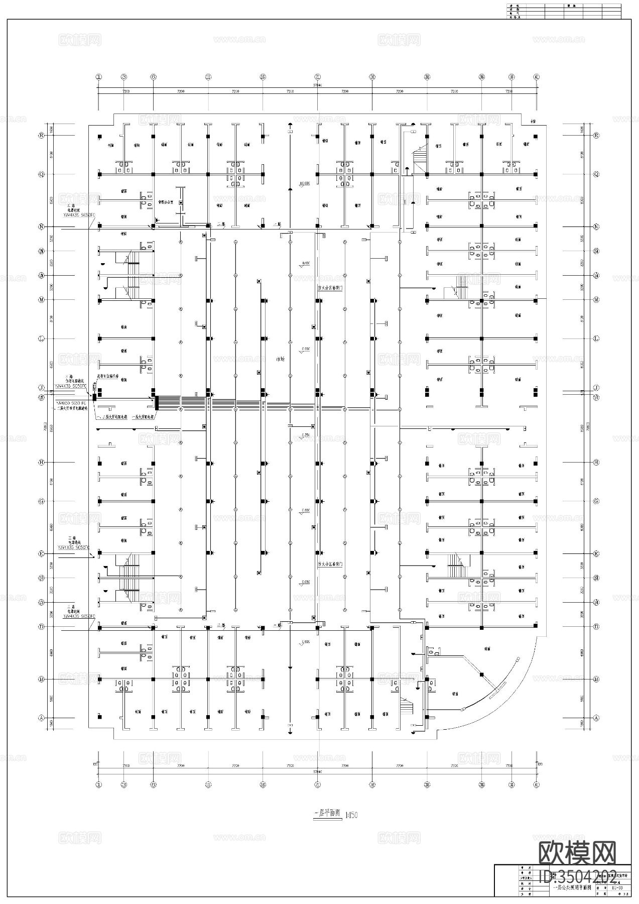 农贸市场电气cad施工图下载（渲染图4）