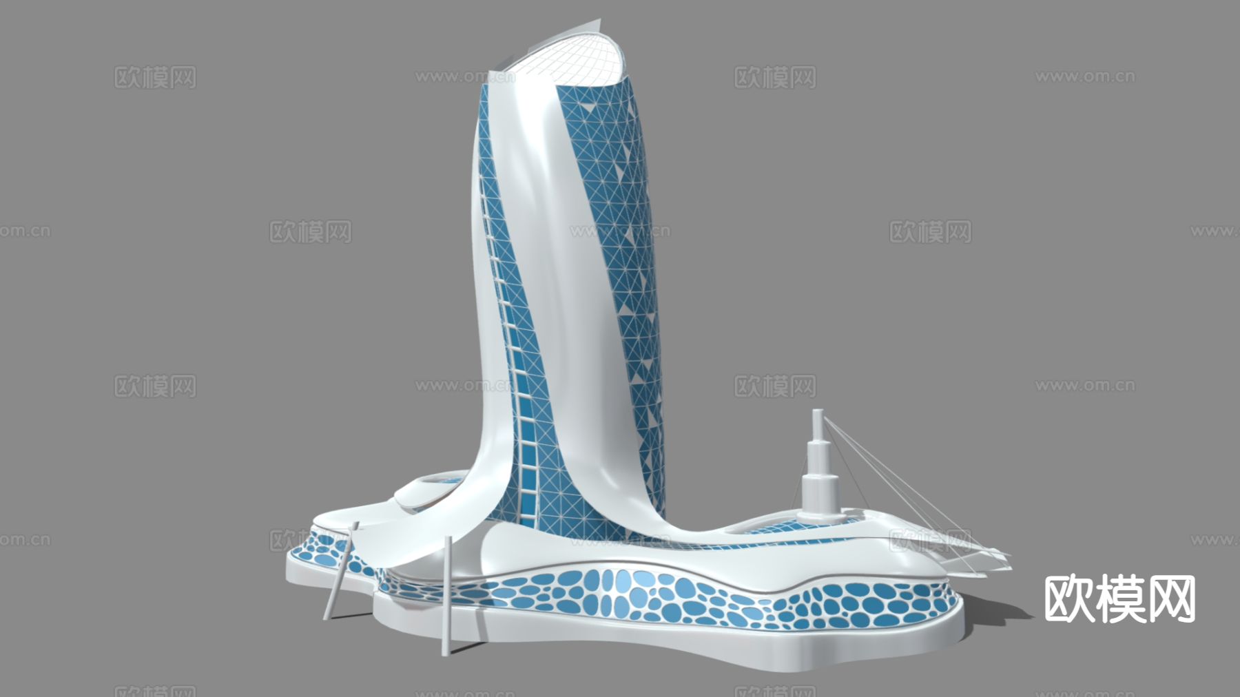 现代酒店外观3d模型下载（渲染图2）