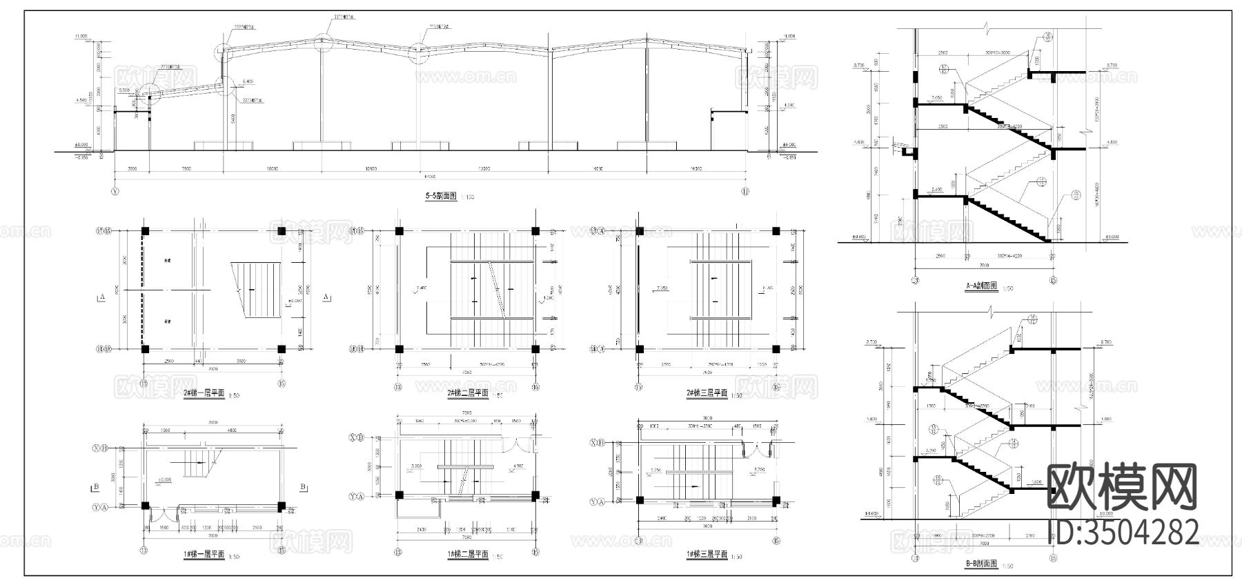 3层农贸菜市场建筑图cad施工图下载（渲染图1）