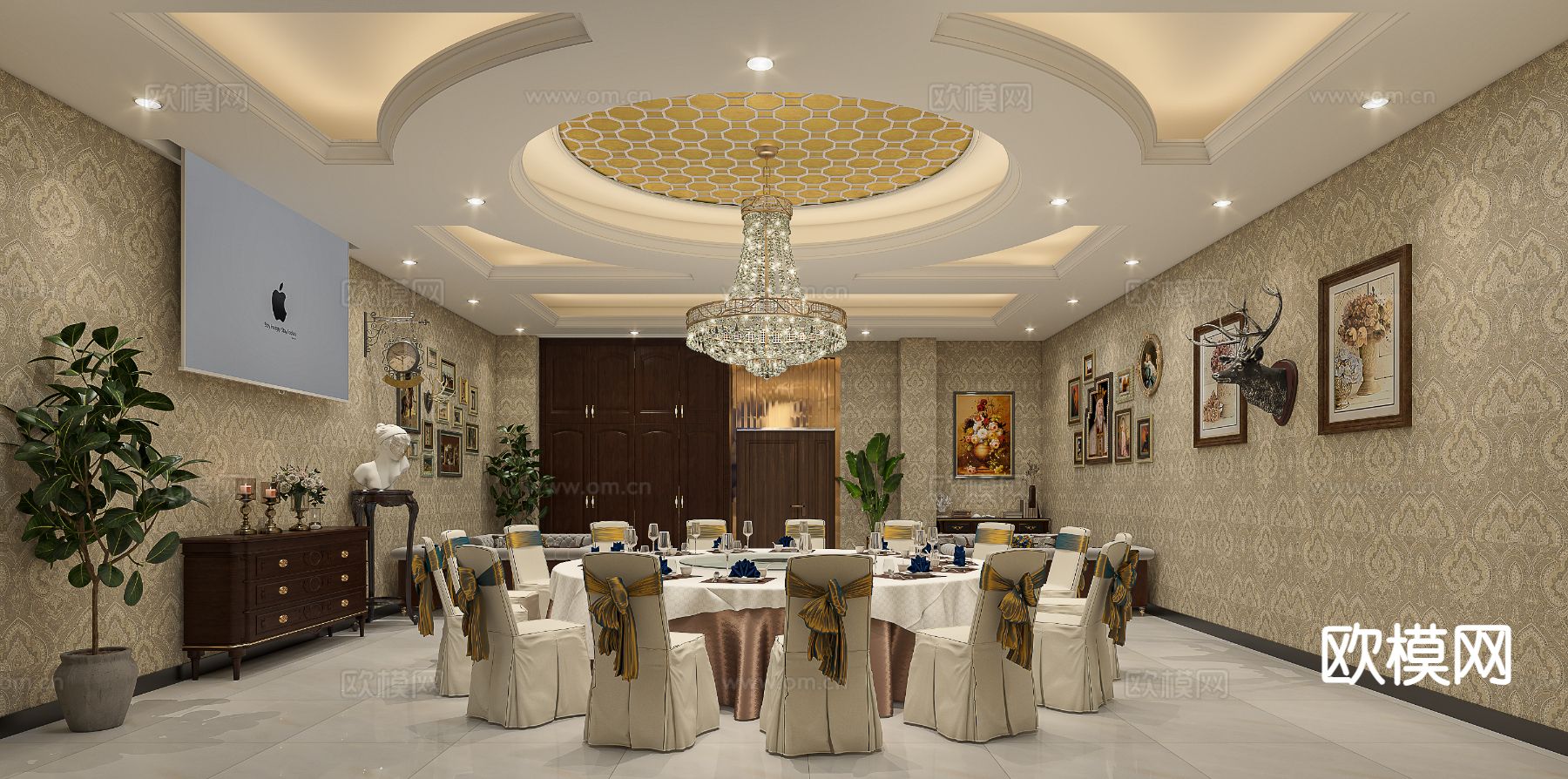 酒楼包厢 私房菜包房3d模型下载