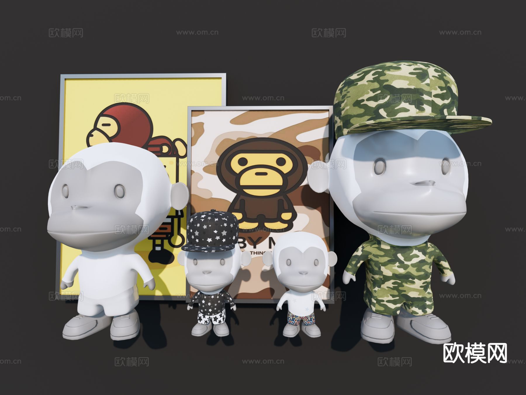 玩具 公仔 猴子手办su模型下载（渲染图2）