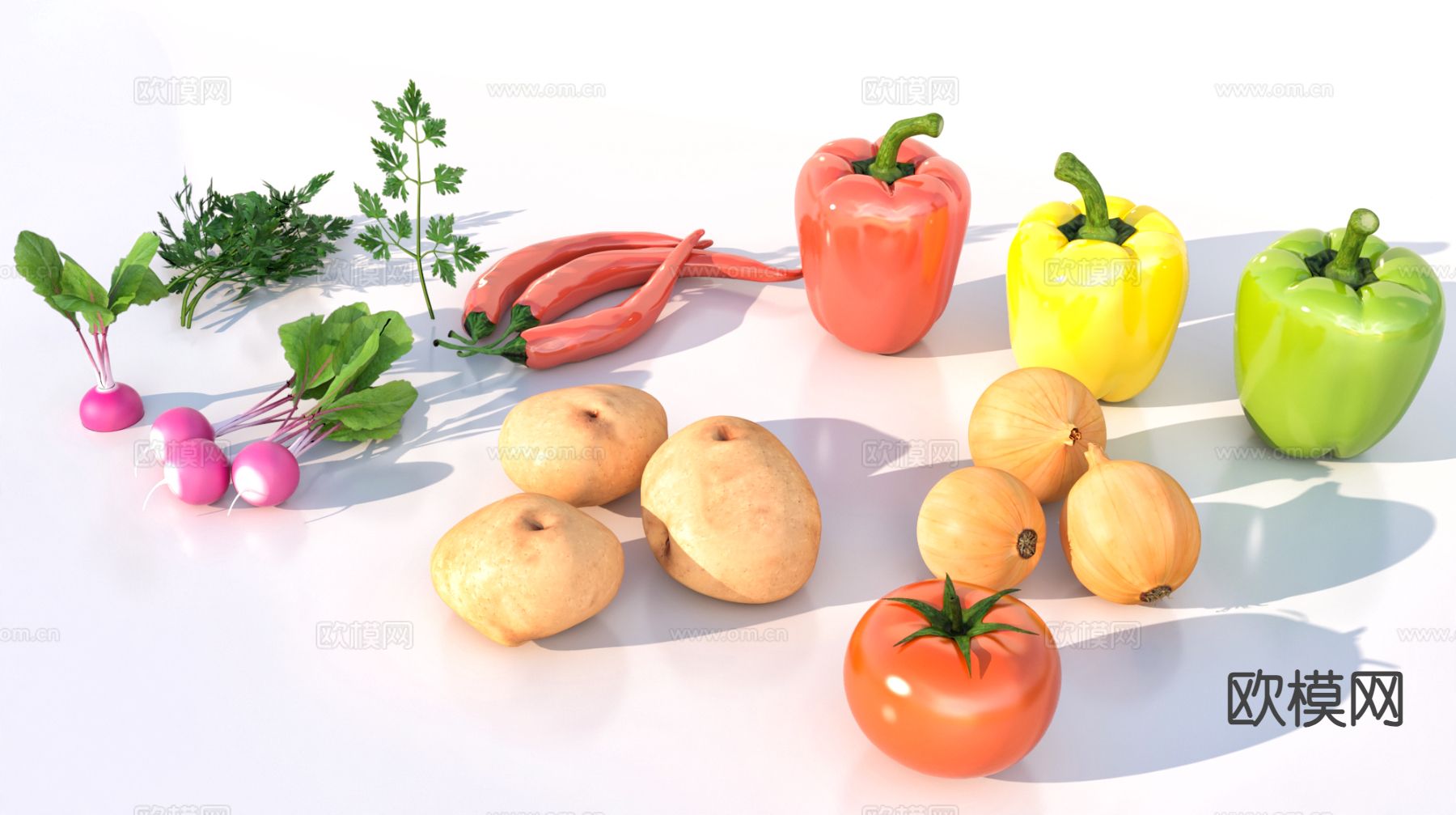 蔬菜 农作物 土豆 萝卜 辣椒3d模型下载