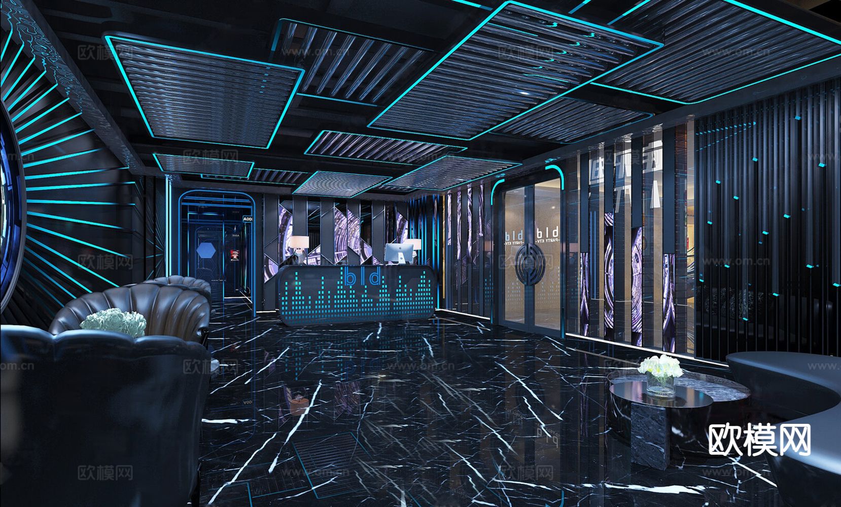 现代KTV包间3d模型下载