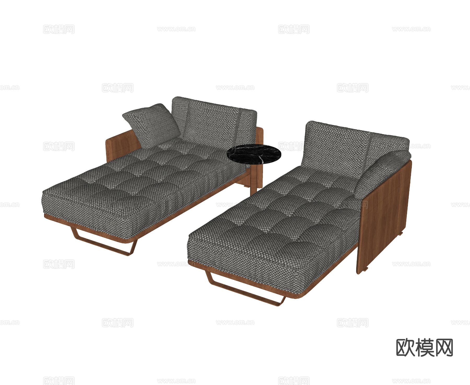 现代躺床 贵妃椅su模型下载（渲染图1）