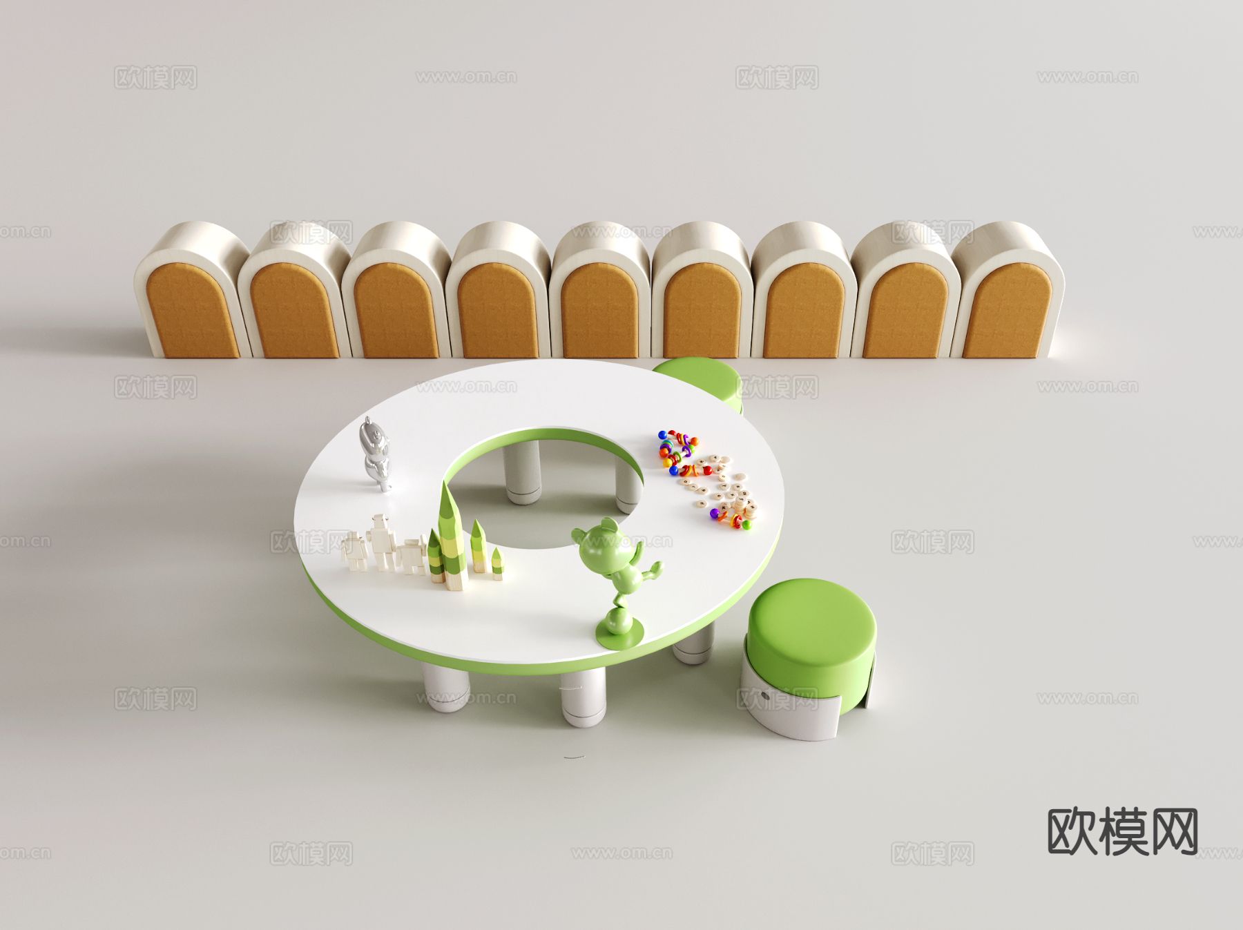 现代儿童桌椅3d模型下载