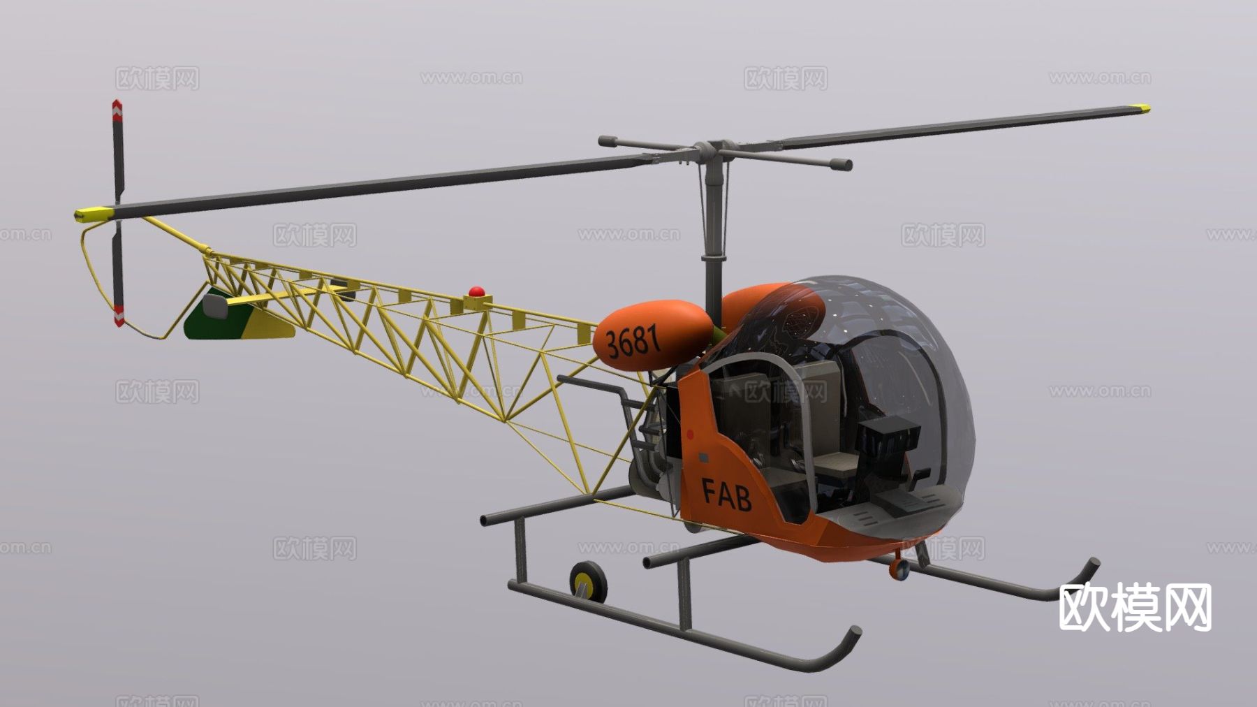 直升机3d模型下载（渲染图1）