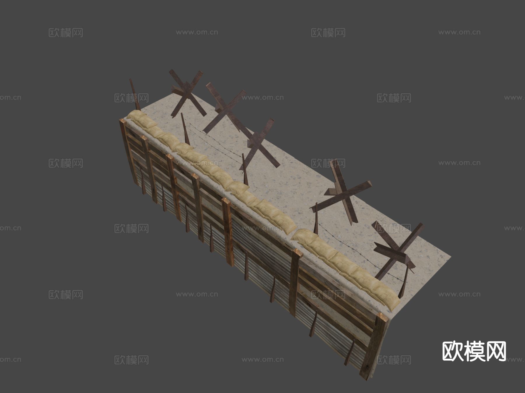 战壕铁丝网3d模型下载（渲染图7）