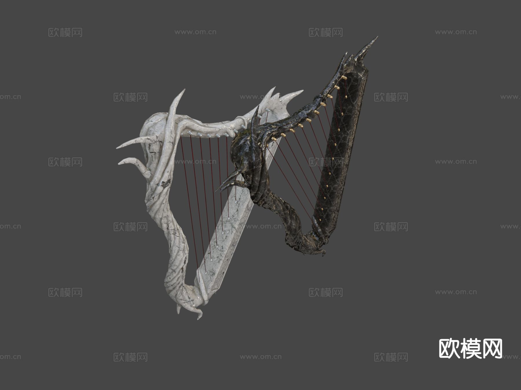Ebony&Ivory怪物竖琴3d模型下载（渲染图6）