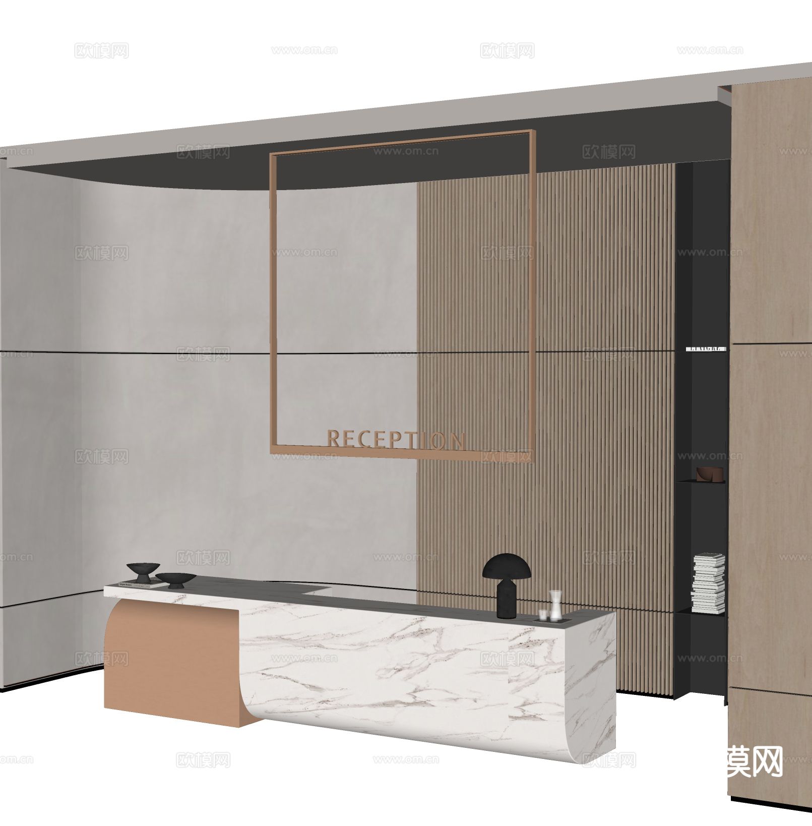 接待台 办公前台su模型下载（渲染图1）