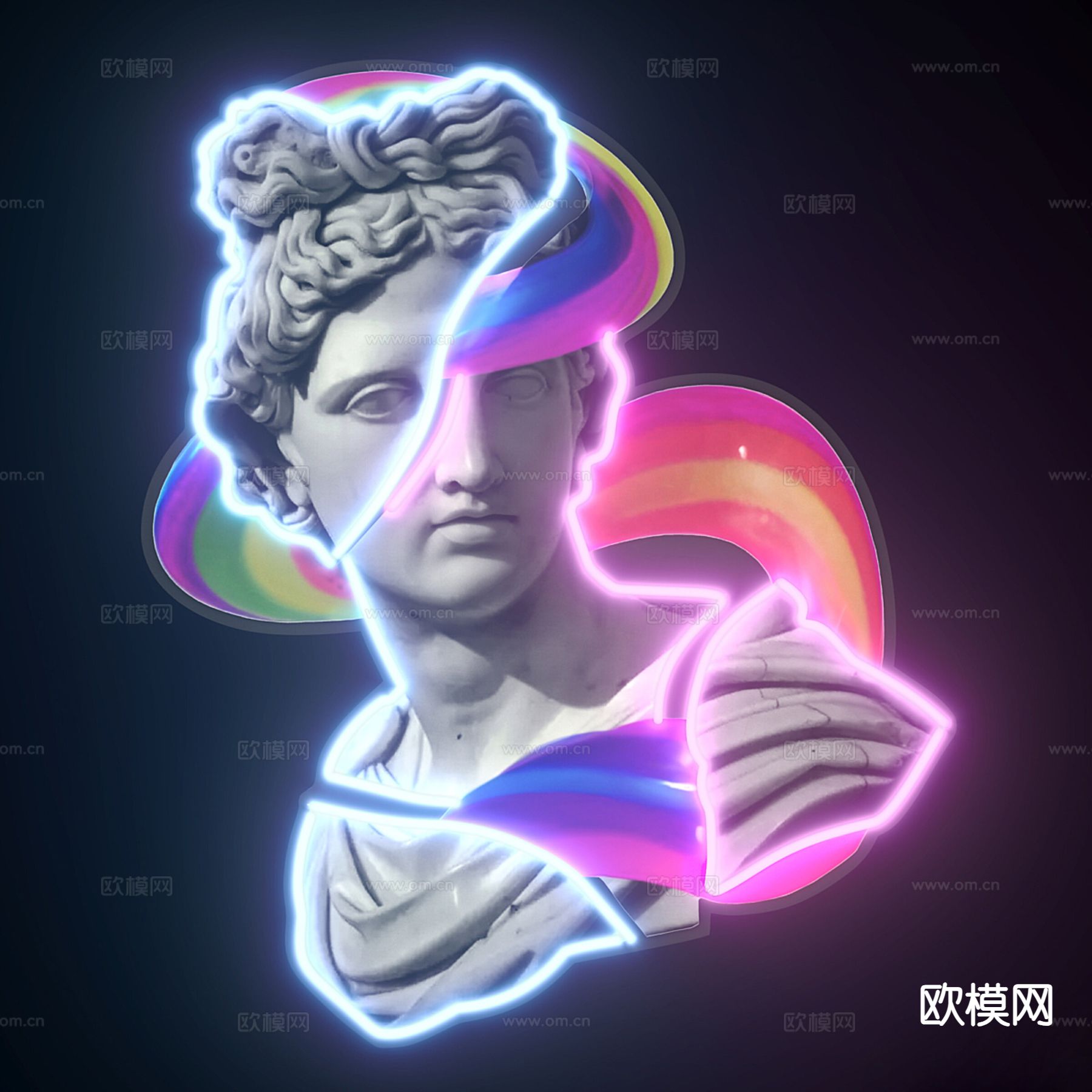 现代霓虹灯 人像雕塑3d模型下载