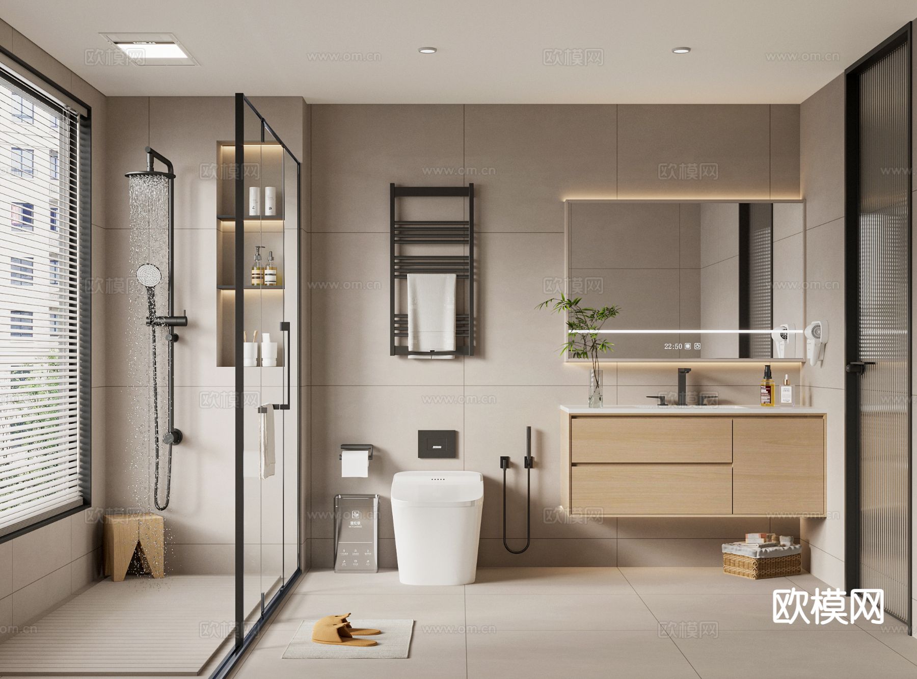 现代卫生间 浴室 洗手间3d模型下载