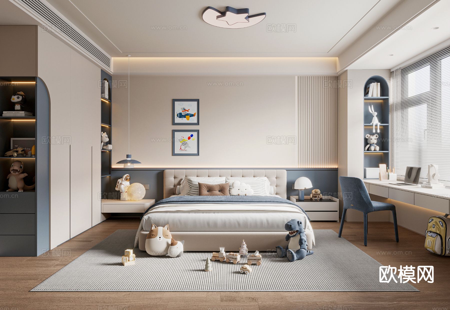 现代儿童房 男孩房 小孩房3d模型下载
